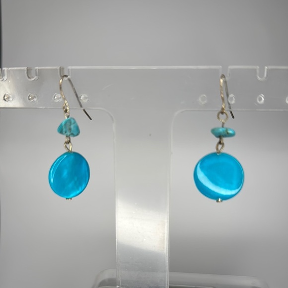 Elegant Blue Dangle Earrings with Polished Beads - Picture 1 of 4